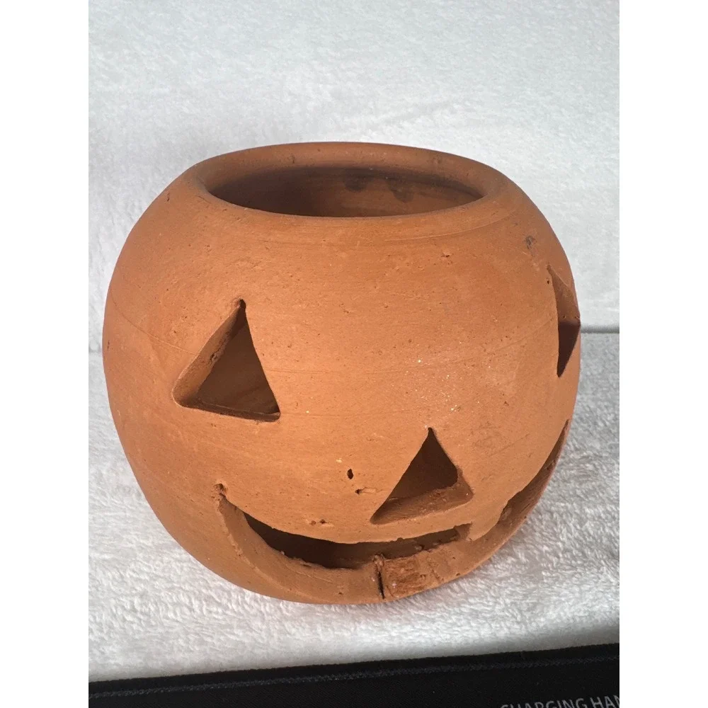 Unbranded Hand Made Jack-O-Lantern Pumpkin Luminary Unisex OS Terracotta Rustic